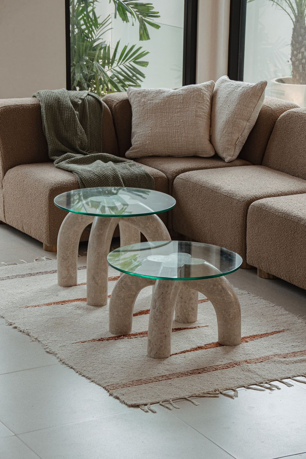 Archie Glass Table - Marble