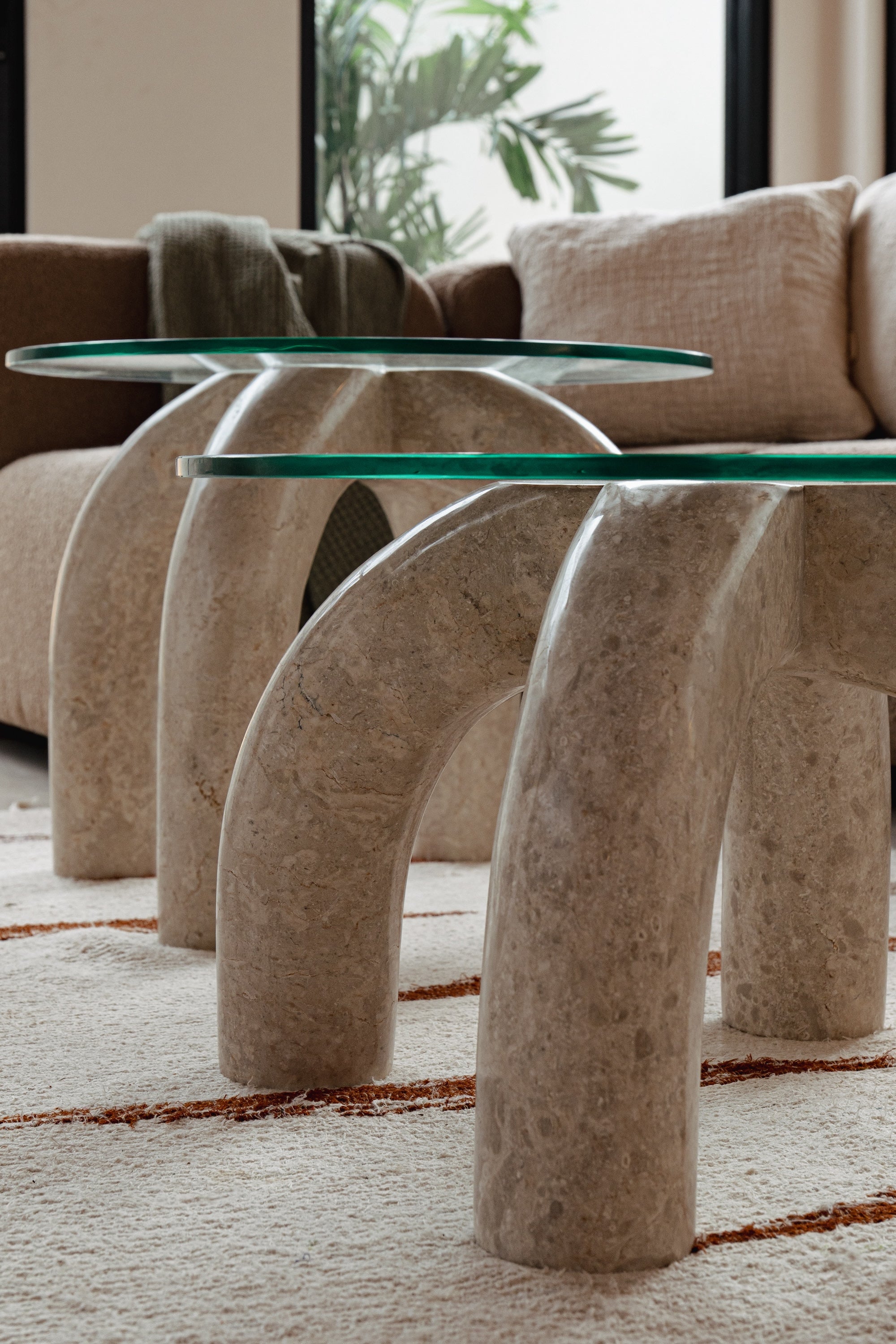 Archie Glass Table - Marble